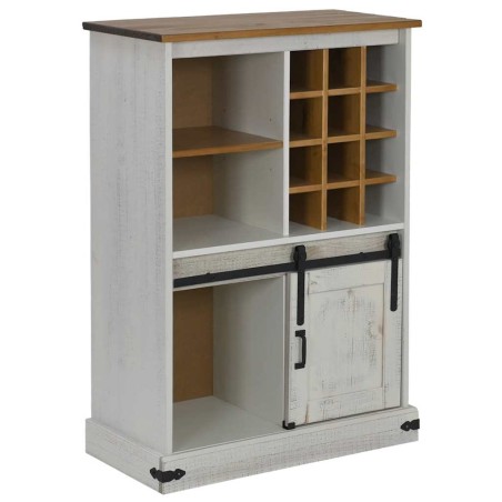vidaXL Weinschrank HALDEN mit Weinregalen und Schiebetür Weiß Kiefer