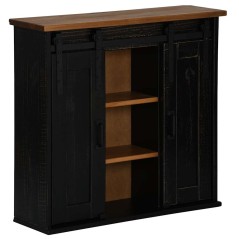 vidaXL Hängeschrank HALDEN 2 Schiebetüren Schwarz 75x22,5x70 cm Kiefer