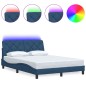 vidaXL Bettgestell mit LED ohne Matratze Blau 140x200 cm Stoff vidaXL Bettgestell mit LED ohne Matratze Blau 140x200 cm Stoff