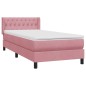 vidaXL Boxspringbett mit Matratze Rosa 100x220 cm Samt vidaXL Boxspringbett mit Matratze Rosa 100x220 cm Samt
