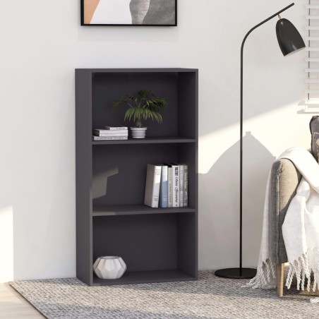 vidaXL Bücherregal 3 Fächer Grau 60x30x114 cm Holzwerkstoff