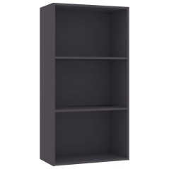 vidaXL Bücherregal 3 Fächer Grau 60x30x114 cm Holzwerkstoff