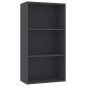 vidaXL Bücherregal 3 Fächer Grau 60x30x114 cm Holzwerkstoff vidaXL Bücherregal 3 Fächer Grau 60x30x114 cm Holzwerkstoff