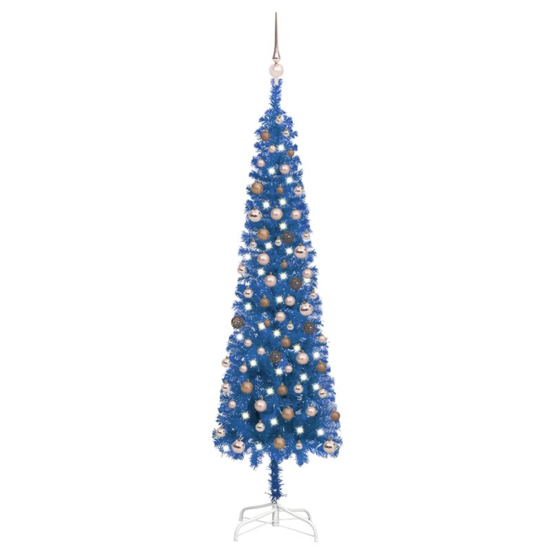 Weihnachtsbaum Schlank mit LEDs & Kugeln Blau 210 cm Weihnachtsbaum Schlank mit LEDs & Kugeln Blau 210 cm