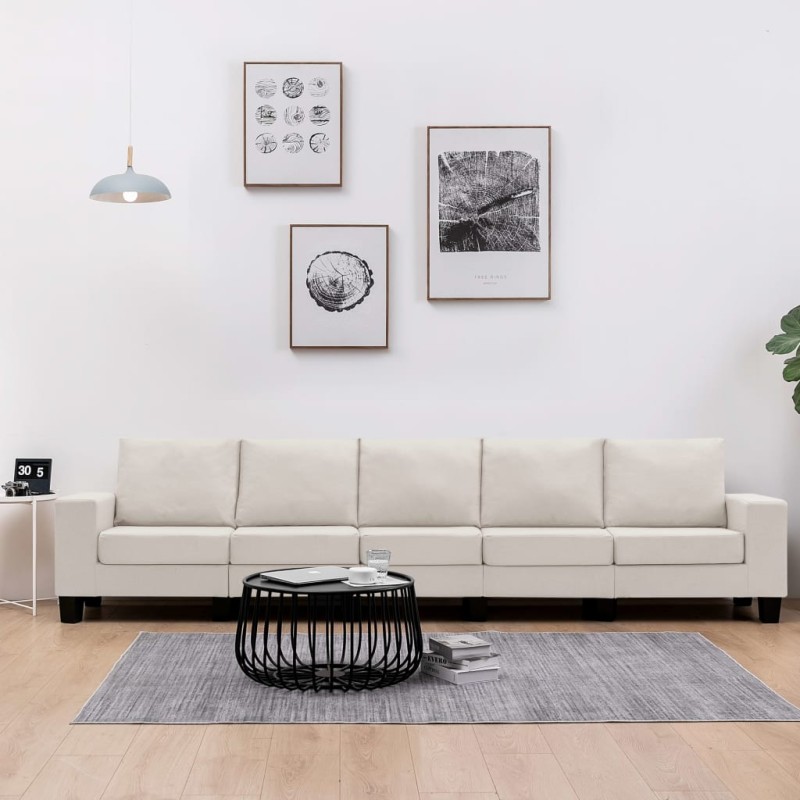 vidaXL 5-Sitzer-Sofa Creme Stoff vidaXL 5-Sitzer-Sofa Creme Stoff