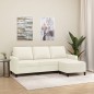 vidaXL 3-Sitzer-Sofa mit Hocker Creme 180 cm Samt vidaXL 3-Sitzer-Sofa mit Hocker Creme 180 cm Samt