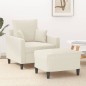 vidaXL Sessel mit Hocker Creme 60 cm Samt vidaXL Sessel mit Hocker Creme 60 cm Samt
