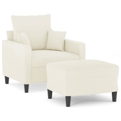 vidaXL Sessel mit Hocker Creme 60 cm Samt