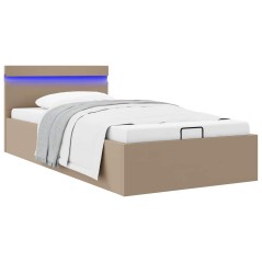 vidaXL Stauraumbett mit LED Cappuccino-Braun Kunstleder 90×200cm 