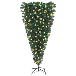 vidaXL Künstlicher Weihnachtsbaum Kopfüber mit LEDs & Kugeln 240 cm