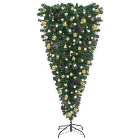 vidaXL Künstlicher Weihnachtsbaum Kopfüber mit LEDs & Kugeln 240 cm