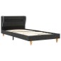 vidaXL Bett mit LED und Matratze Dunkelgrau Sackleinen 90 x 200 cm vidaXL Bett mit LED und Matratze Dunkelgrau Sackleinen 90 x 200 cm