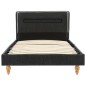 vidaXL Bett mit LED und Matratze Dunkelgrau Sackleinen 90 x 200 cm vidaXL Bett mit LED und Matratze Dunkelgrau Sackleinen 90 x 200 cm