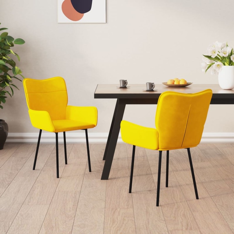 vidaXL Esszimmerstühle 2 Stk. Gelb Samt vidaXL Esszimmerstühle 2 Stk. Gelb Samt