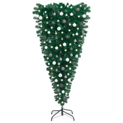 Künstlicher Weihnachtsbaum Kopfüber LEDs & Kugeln 120 cm