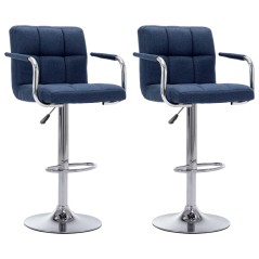 vidaXL Barhocker 2 Stk. Blau Stoff