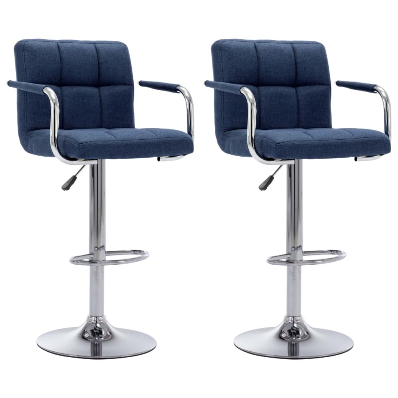 vidaXL Barhocker 2 Stk. Blau Stoff vidaXL Barhocker 2 Stk. Blau Stoff