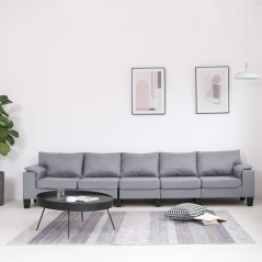 vidaXL 5-Sitzer-Sofa Hellgrau Stoff 