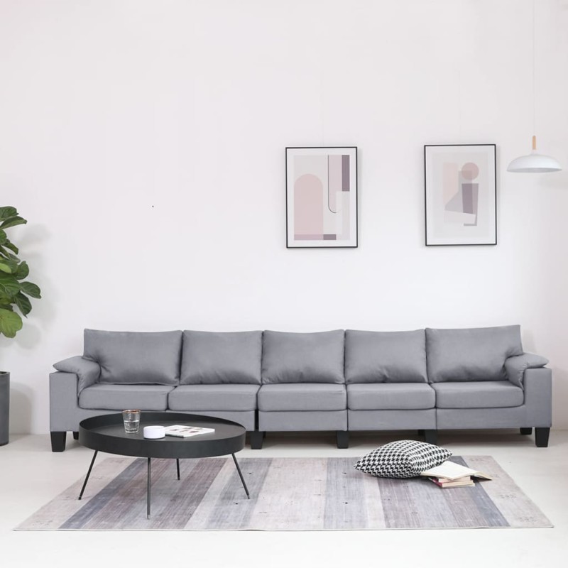 vidaXL 5-Sitzer-Sofa Hellgrau Stoff vidaXL 5-Sitzer-Sofa Hellgrau Stoff