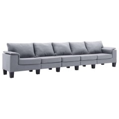 vidaXL 5-Sitzer-Sofa Hellgrau Stoff 