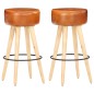 vidaXL Barhocker 2 Stk. Braun Raues Mangoholz und Echtleder vidaXL Barhocker 2 Stk. Braun Raues Mangoholz und Echtleder
