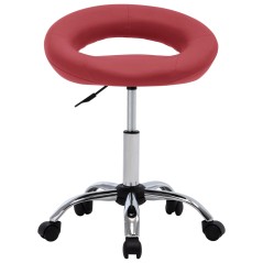 vidaXL Arbeitshocker auf Rollen Weinrot Kunstleder