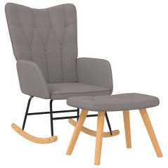 vidaXL Schaukelstuhl mit Hocker Stoff Taupe