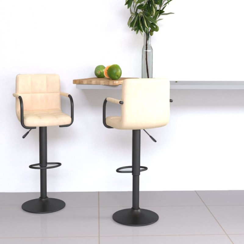 vidaXL Barhocker 2 Stk. Creme Samt vidaXL Barhocker 2 Stk. Creme Samt