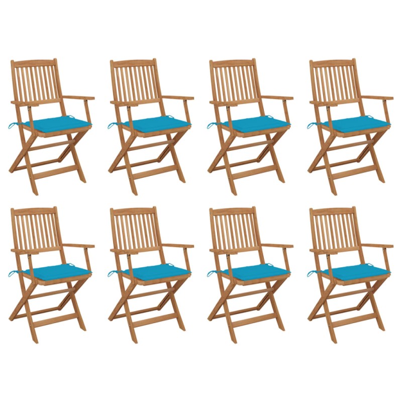 vidaXL Klappbare Gartenstühle mit Kissen 8 Stk. Massivholz Akazie vidaXL Klappbare Gartenstühle mit Kissen 8 Stk. Massivholz Akazie