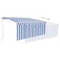 vidaXL Markise Manuell Einziehbar mit Rollo LED 3,5x2,5m Blau Weiß vidaXL Markise Manuell Einziehbar mit Rollo LED 3,5x2,5m Blau Weiß