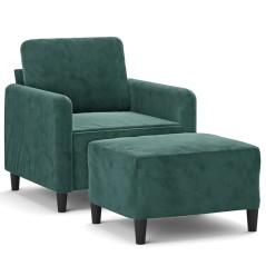 vidaXL Sessel mit Hocker Dunkelgrün 60 cm Samt