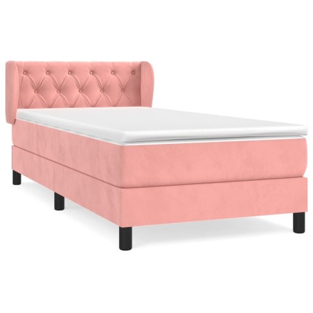vidaXL Boxspringbett mit Matratze Rosa 80x200 cm Samt
