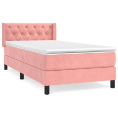 vidaXL Boxspringbett mit Matratze Rosa 80x200 cm Samt