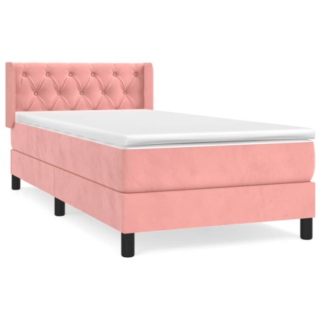 vidaXL Boxspringbett mit Matratze Rosa 80x200 cm Samt