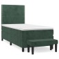vidaXL Boxspringbett mit Matratze Dunkelgrün 90x190 cm Samt vidaXL Boxspringbett mit Matratze Dunkelgrün 90x190 cm Samt