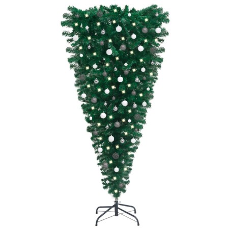 Künstlicher Weihnachtsbaum Kopfüber LEDs & Kugeln 180 cm