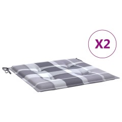 vidaXL Gartenstuhl-Kissen 2 Stk. Grau Karomuster 50x50x3 cm