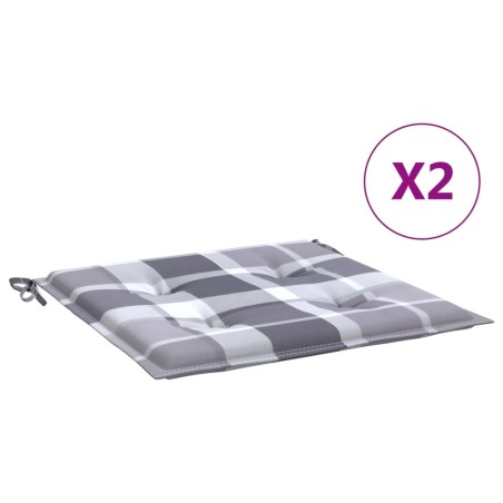 vidaXL Gartenstuhl-Kissen 2 Stk. Grau Karomuster 50x50x3 cm