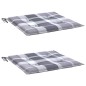 vidaXL Gartenstuhl-Kissen 2 Stk. Grau Karomuster 50x50x3 cm