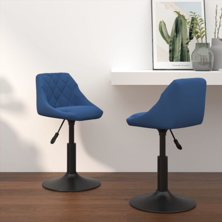 vidaXL Esszimmerstühle 2 Stk. Drehbar Blau Samt