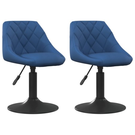 vidaXL Esszimmerstühle 2 Stk. Drehbar Blau Samt
