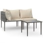 vidaXL 3-tlg. Garten-Lounge-Set mit Kissen Grau Poly Rattan vidaXL 3-tlg. Garten-Lounge-Set mit Kissen Grau Poly Rattan