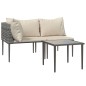 vidaXL 3-tlg. Garten-Lounge-Set mit Kissen Grau Poly Rattan vidaXL 3-tlg. Garten-Lounge-Set mit Kissen Grau Poly Rattan