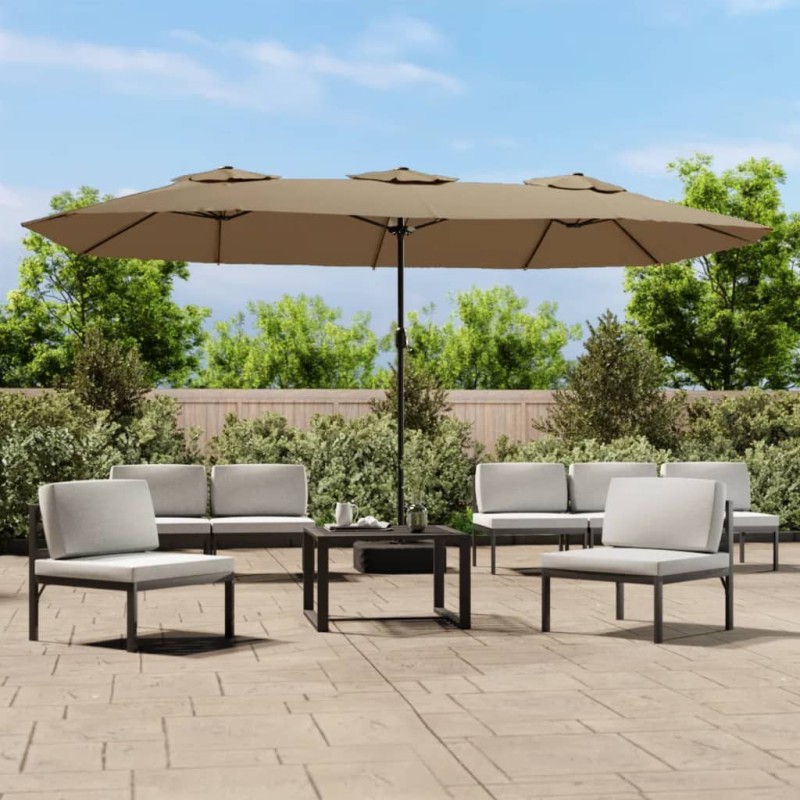 vidaXL Doppelsonnenschirm Taupe 449x245 cm