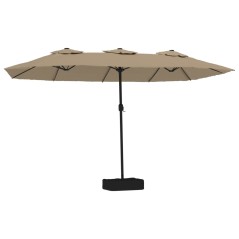 vidaXL Doppelsonnenschirm Taupe 449x245 cm