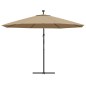 vidaXL Ampelschirm mit LED-Beleuchtung und Metall-Mast 350 cm Taupe