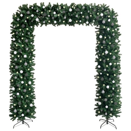 Weihnachtsgirlande mit LEDs & Kugeln Set Grün 240 cm