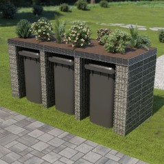 vidaXL Gabionenwand für Mülltonne 270x100x130 cm Verzinkter Stahl