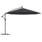 vidaXL Ampelschirm mit LED-Beleuchtung Stahl-Mast Schwarz 350 cm
