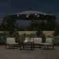 vidaXL Ampelschirm mit LED-Beleuchtung Stahl-Mast Schwarz 350 cm